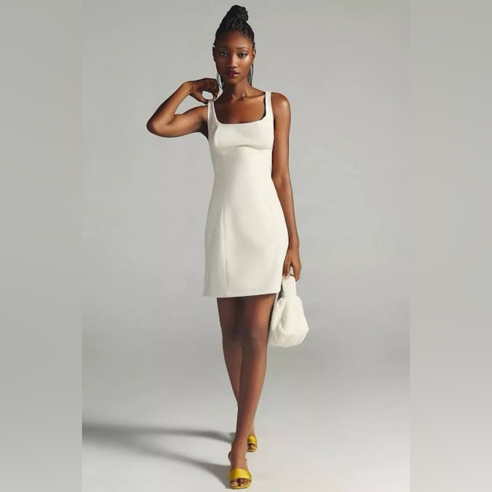Maeve White Faux Leather  mini dress